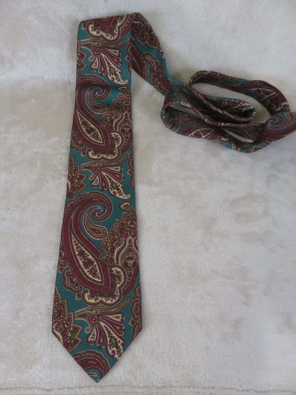 VTG Lands' End Floral Print Multicolor Luxury Silk Neck Tie Necktie 3.5" x 57"